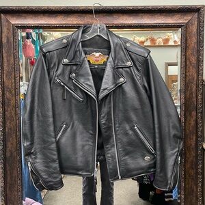 Womens Harley Davidson Genuine Leather Jacket L Zipper Moto Jacket
